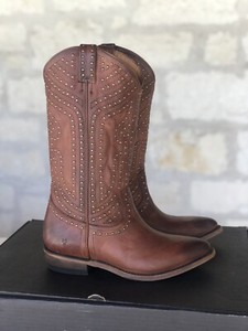 Frye Billy Stud Pull On Cognac Brown Cowboy Western Boots Womenâs Size 11 | eBay