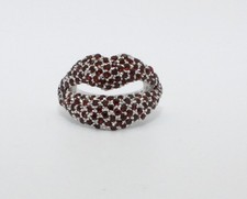 PAVE GARNET RING .925 Sterling Silver Size 6 FREE FAST SHIPPING 