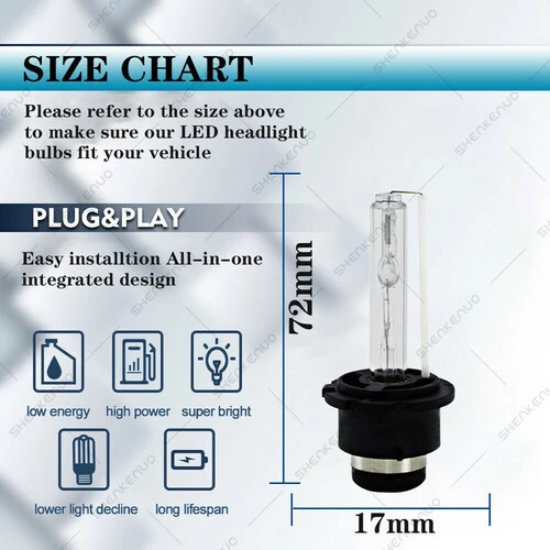 For Infiniti QX56 2004-2010 D2S Xenon HID Headlight Low Beam Bulb Kit 6000K Qty2 - Image 2 of 4