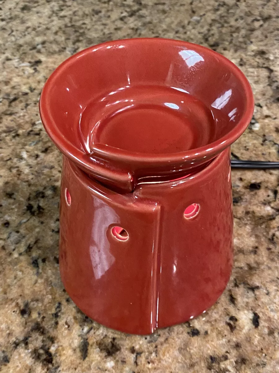Scentsy Oil Wax Warmer Mid Size Tribeca Model MSW TRIB Burnt Orange Lights Up