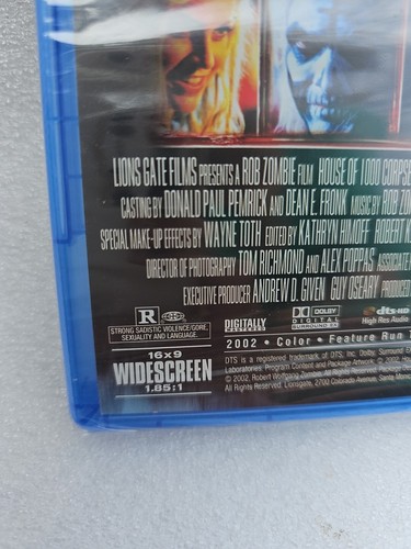 House of 1000 Corpses Blu Ray 2002 NEW & SEALED with bonus features Dolby Sound - Imagen 6 de 9