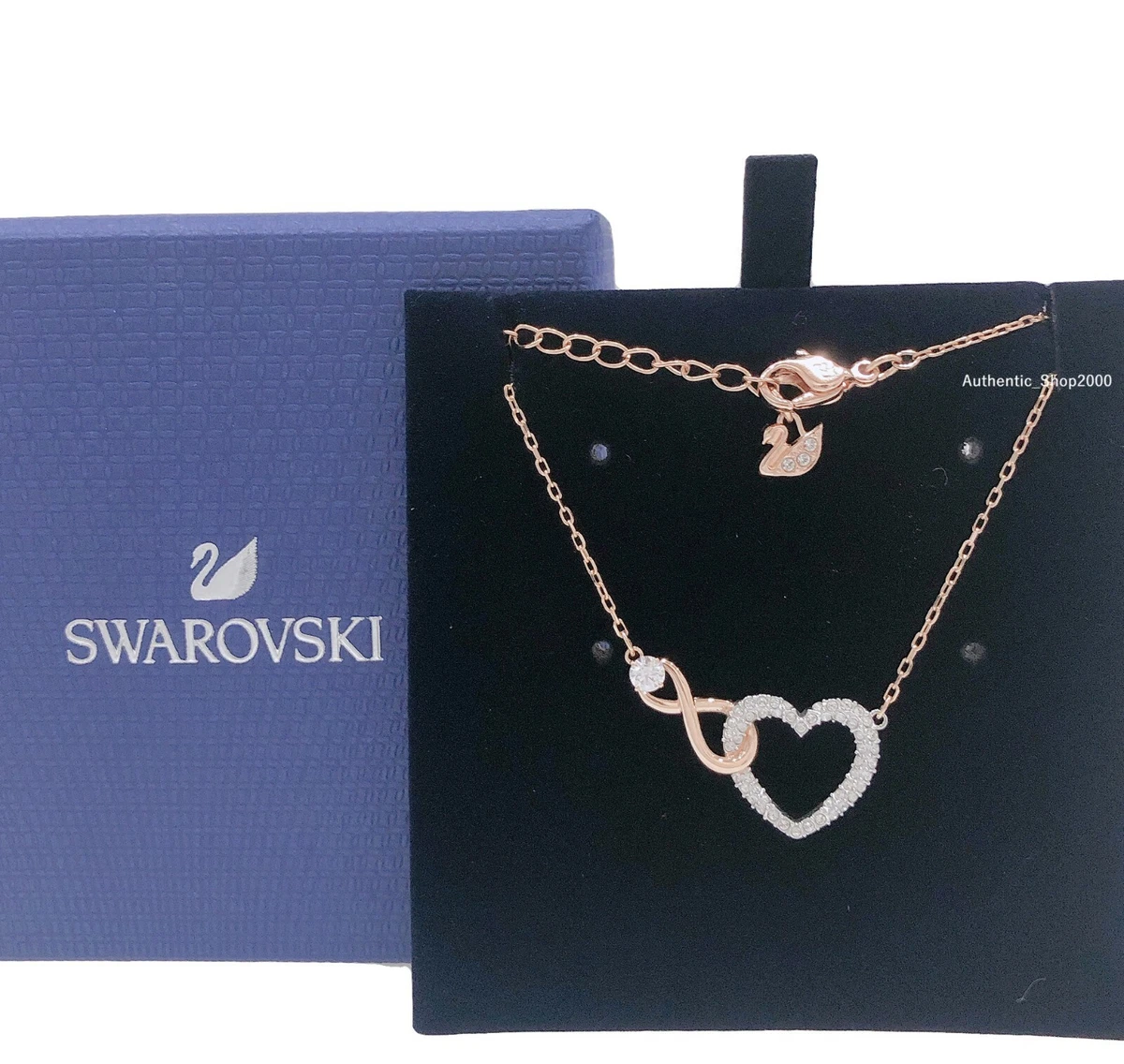 New SWAROVSKI Rose Gold Sparkle Crystal Infinity Heart Pendant