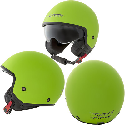 Jethelm Roller Motorrad zugelassen ECE 22-06 Sonnenblende grün matt