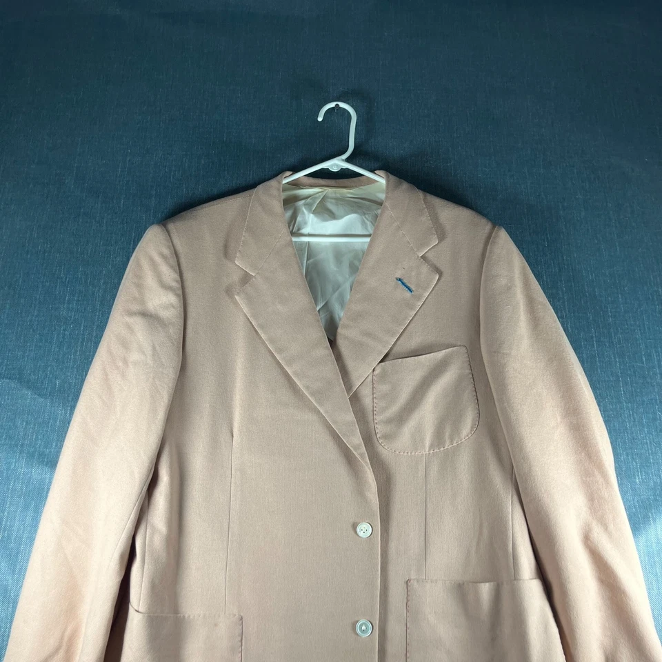 Chaqueta Blazer Neiman Marcus Para Hombres 46 Forrada Melocotón Solapa Muesca Única Pecho Foto 2 de 4