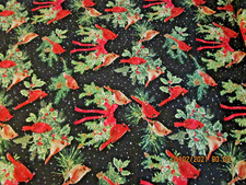 CHRISTMAS FABRIC - RED CARDINALS - BY THE YARD