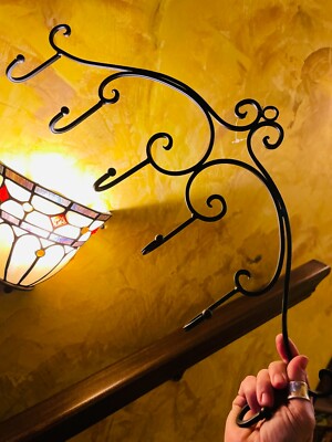 VTG-Black Scroll Iron Metal Wall Mount Coat Rack 6 Hooks Towel Hanger Farmhouse