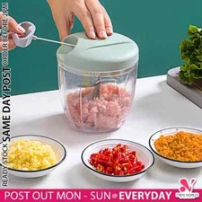 3Size x Mini Speedy Manual Food Chopper  Hand Pull rope Chopper 5 blades