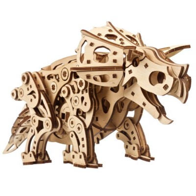 Mechanical UGEARS wooden 3D puzzle Model Dinosaur Triceratops Constructor kit