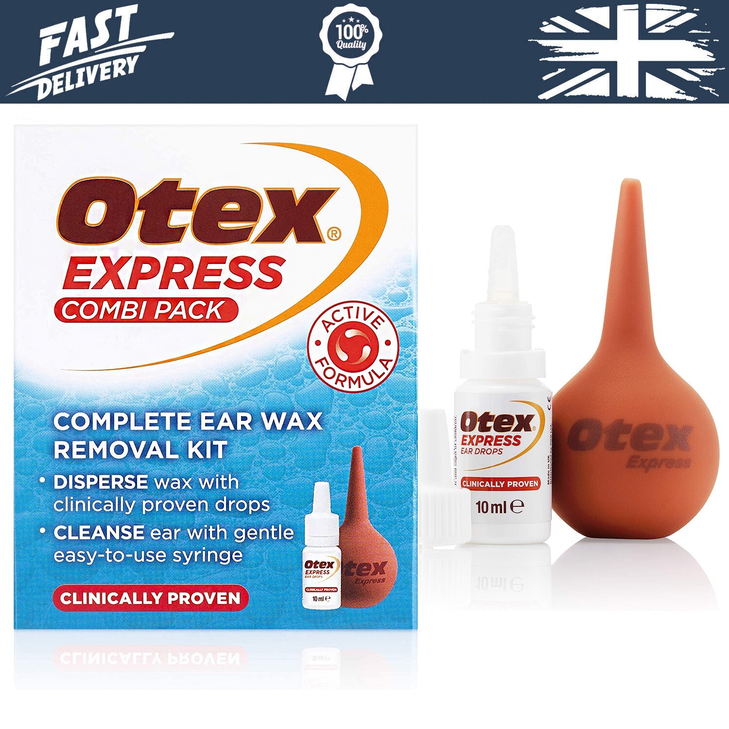 Otex Express Combi Pack Complete Ear Wax Ear Drops Syringe Removal Kit