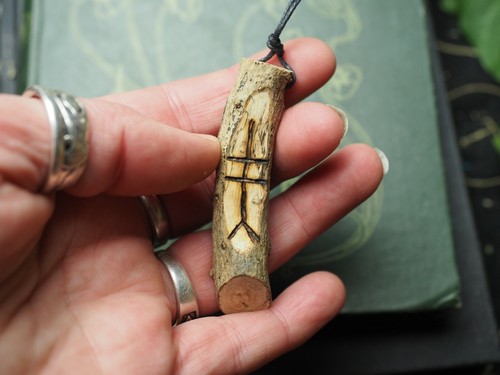 Wooden Ogham Pendant with Cord - Pagan, Wiccan, Witchcraft, Celtic Tree Ogam - Picture 37 of 69