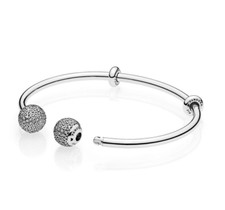 7.5/19cm Authentic PANDORA Open Bangle CZ Sil...