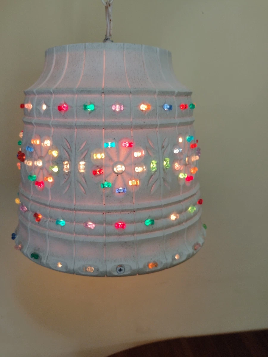 Vintage 70s LAWNWARE USA Beads Outdoor Hanging Swag Lamp RV Camper Light
