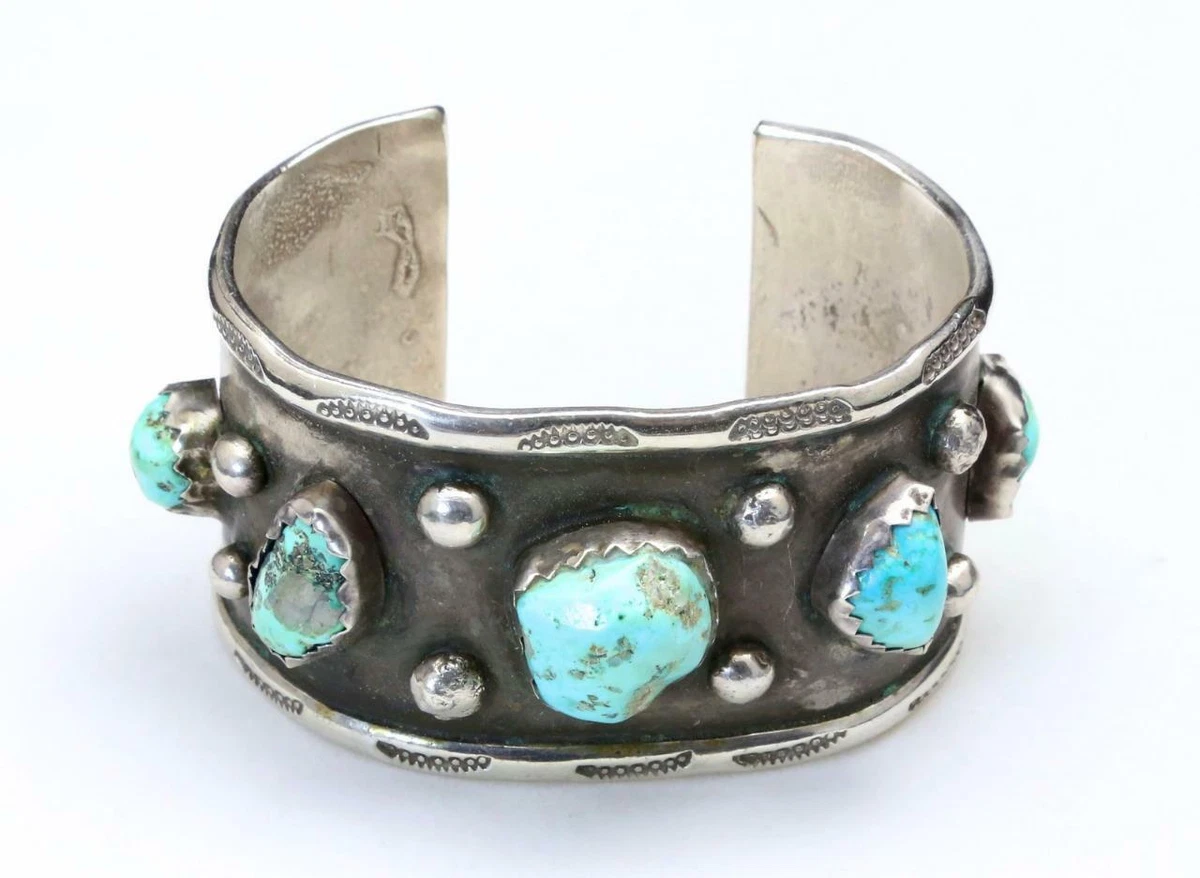 Ebay large turquoise shop sterling silver cuff bracelets
