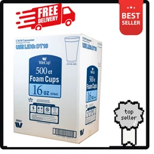 WinCup Foam Drink Cups, White, 16 oz