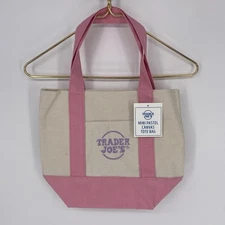 Trader Joe's Mini Pastel Canvas Tote Bag Pink
