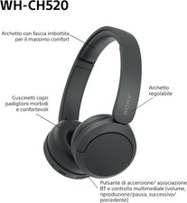 Sony WH-CH520 | Cuffie Wireless, Connessione Multipoint, con Microfono, 50 ore