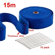 2" x 50Ft Roll Fiberglass Exhaust Wrap Manifold Header Pipe Heat Wrap Tape Blue