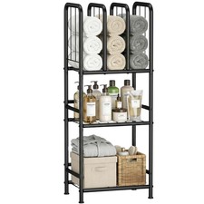 3 Tier Towel Racks for Bathroom with Dividers, Free Standing Metal Towels Hol...