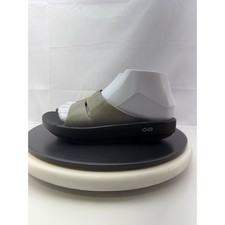 OOFOS OOAHH Luxe Recovery Slides Womens Size 7 Metallic Latte Slip On Shoes