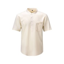 Mens Dress Shirts Henley Neck Formal Short Sleeves Elastic Vantage Casual Shirts