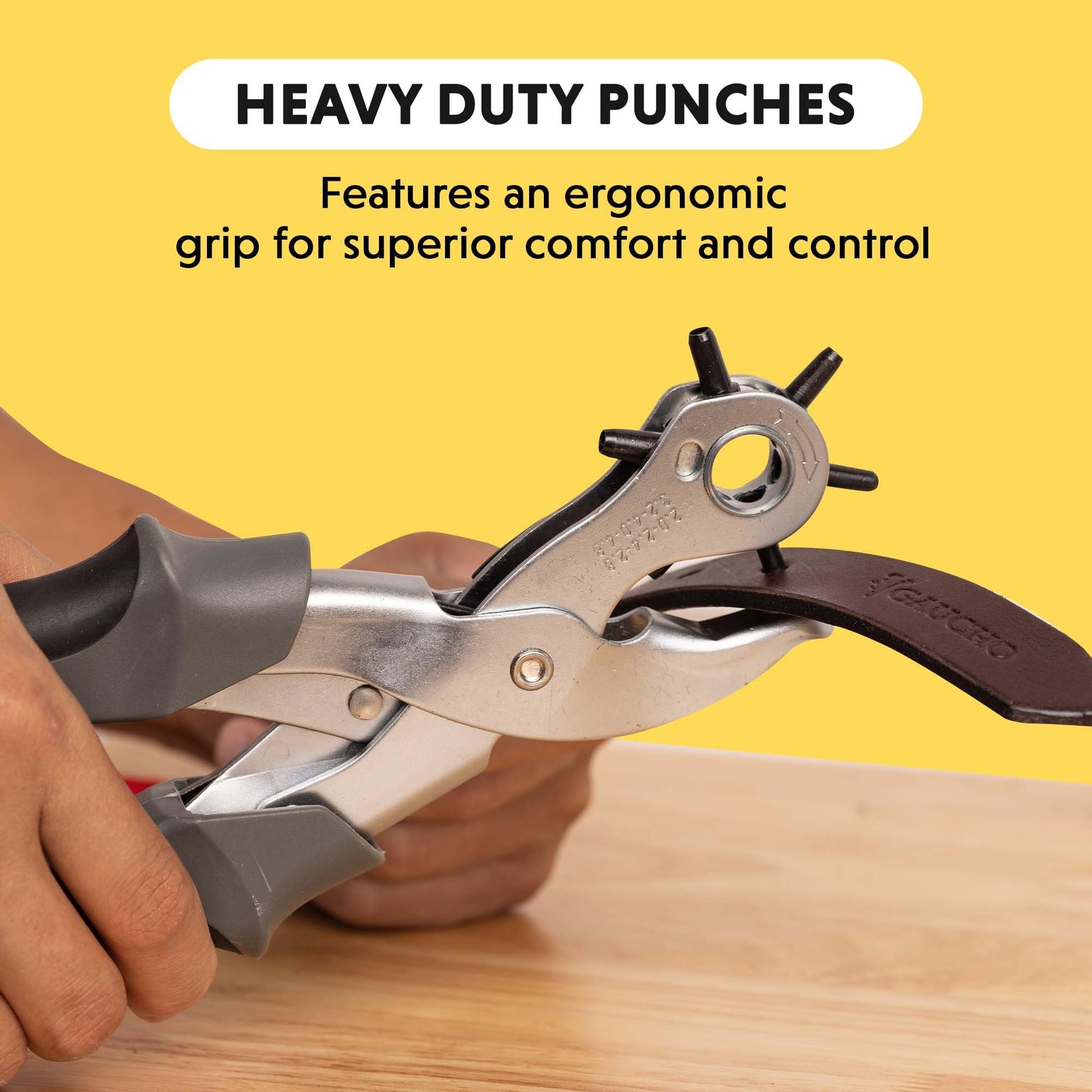 Revolving Punch Pliers 73 - 6 Multi-Hole Sizes For Leather, Rubber, & Plastic...