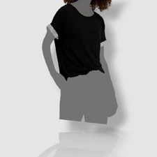  35 Alfani Women's Black Contrast Trim Pajama Top Size 2XL