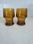 Set of 2 VTG 5" Libbey Amber Georgian Honeycomb Glasses Tumblers  MCM *PERFECT