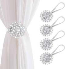 AULEEP Magnetic Curtain Tiebacks, 4 Pack Modern Metal Curtain Tie Backs, Indoor 