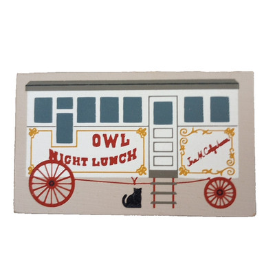 The Cat's Meow Owl Night Lunch Wagon Cm219 wood cart Shelf Sitter Wooden NOS 