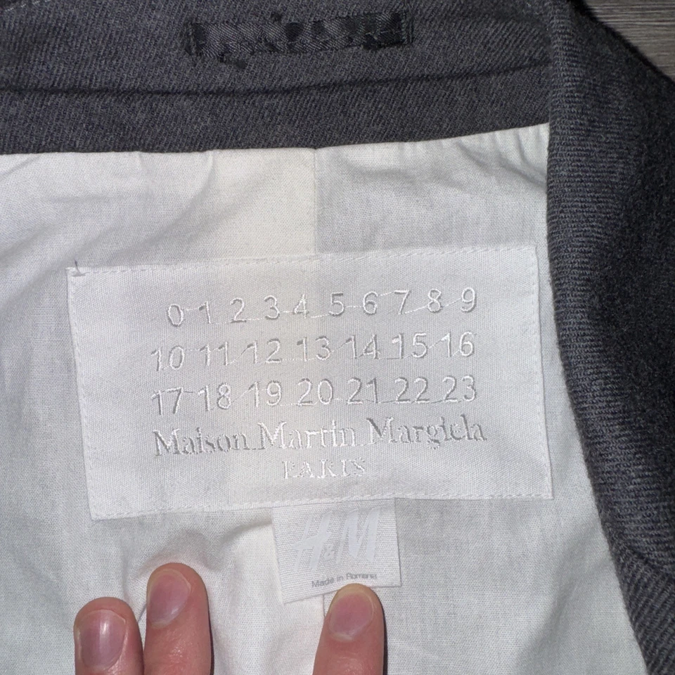 Maison Martin Margiela x H&M Blazer Mens 40R Gray Wool Fused Jacket RARE - Image 3 of 4