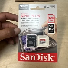 SanDisk Ultra Plus MicroSDXC UHS-I Card W/ Adapter 128GB SDSQUBC-128G-AT6IA