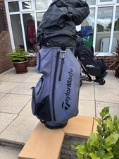 TaylorMade grey Black Cart Golf Bag Zip Closure, Strap & Handle, Rain Hood
