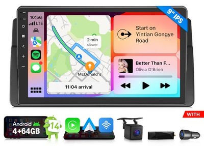DAB+E46X7A 9'' Android 14 4+64 Autoradio Navi Wireless CarPlay Für BMW 3er E46 M3