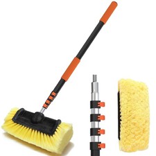 Car Wash Brush 12FT Long Handle 12-Inch Soft Bristle Aluminium Telescoping Pole