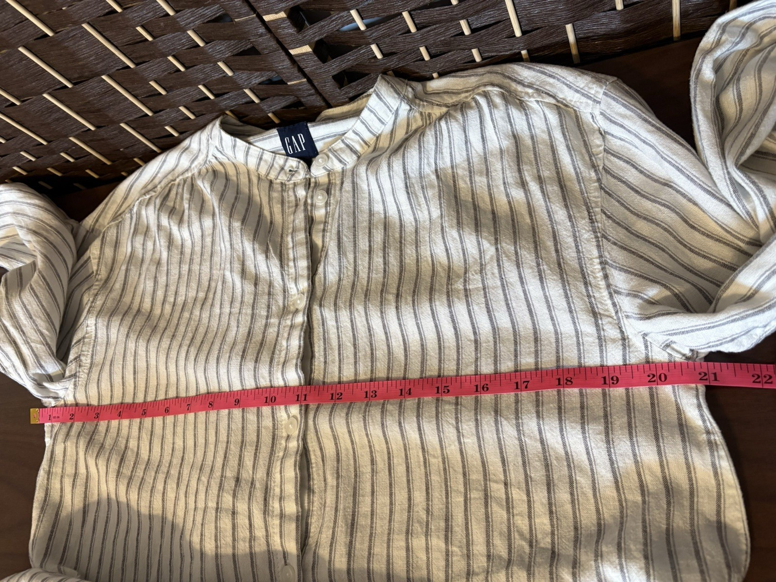 GAP Linen Blend Full Button Front Shirtdress Slee… - image 9