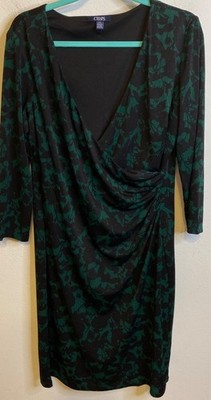 Women's Chaps Geometric Print Sheath Dress - Green Floral - Large Women's Chaps Geometric Print Sheath Dress - Green Floral - Large