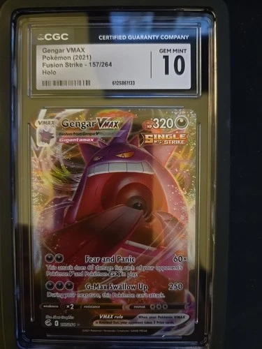 👻 CGC 10 ENGLISH Gengar VMAX Full Art 157/264 Pokemon Card Swsh0 Fusion Strike