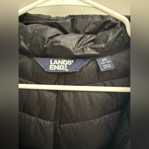 Lands End Wonderweight Packable Down Jacket Women’s SZ 3X Black Full Zip Pockets - Picture 2 of 7