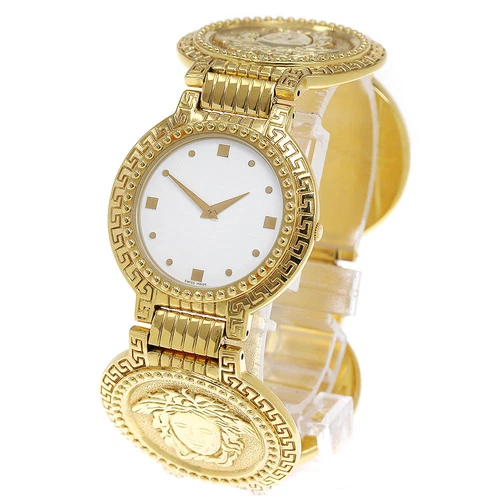 Orologio Uomo VERSACE 7008001 Medusa Coin Quarzo Quadrante Bianco Oro SS 7008001