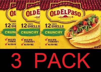 Old El Paso ORIGINAL 12 Crunchy Taco Shells 4.6 oz Box - 3 PACK