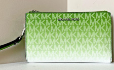 Michael Kors Jet Set Double-Zip Wristlet Jungle Green Wallet NWT 35R5STVW3V 258