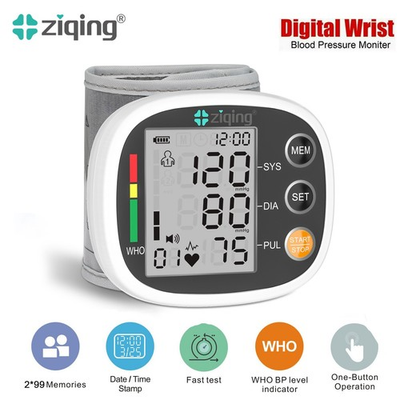 #ad Digital Wrist Blood Pressure Monitor BP Cuff LCD Heart Rate Machine Rechargeable $14.90
