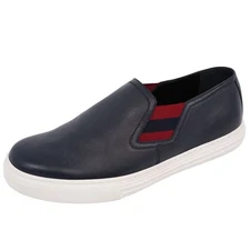 Gucci Sneaker Slip-on Sherry Line Leather Shoes Men's 6 (25cm) Navy Used MOLO-0