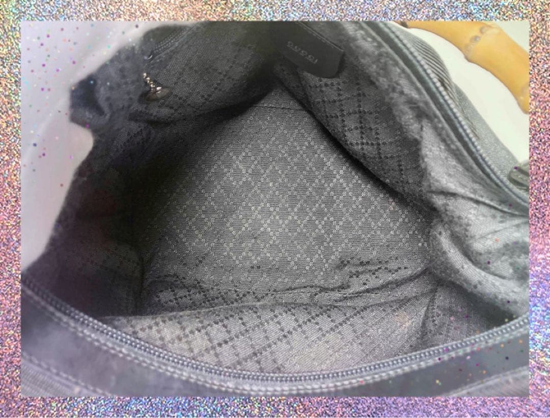 GUCCI Nylon Black Tote Bag Shoulder Bag Bamboo Good Condition thumbnail 4