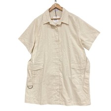Atmos & Here Dress Womens 20 Beige Amy Cotton Drill Mini Shirt Pockets 56529