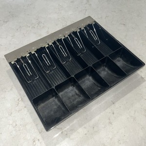 Vintage Cash Register Drawer Tray Insert, Metal & Black Plastic, Money Till