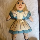 vintage fabric rag doll, likely  a character similar to Alice in Wonderland — photo 1