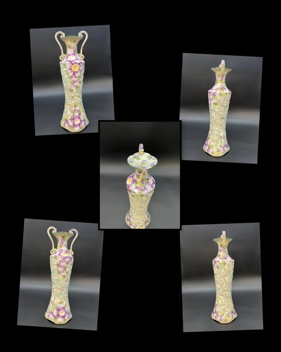 陶瓷紫色日本古董花瓶| eBay