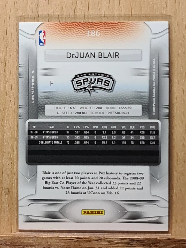 DeJuan Blair #186 2009-10 Prestige Base Rookie Spurs L0121A Foto 2 de 2