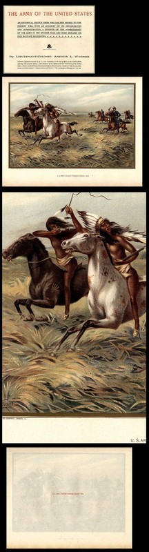 1899 WERNER ART PRINT OF US ARMY CAVALRY v INDIANS 1876